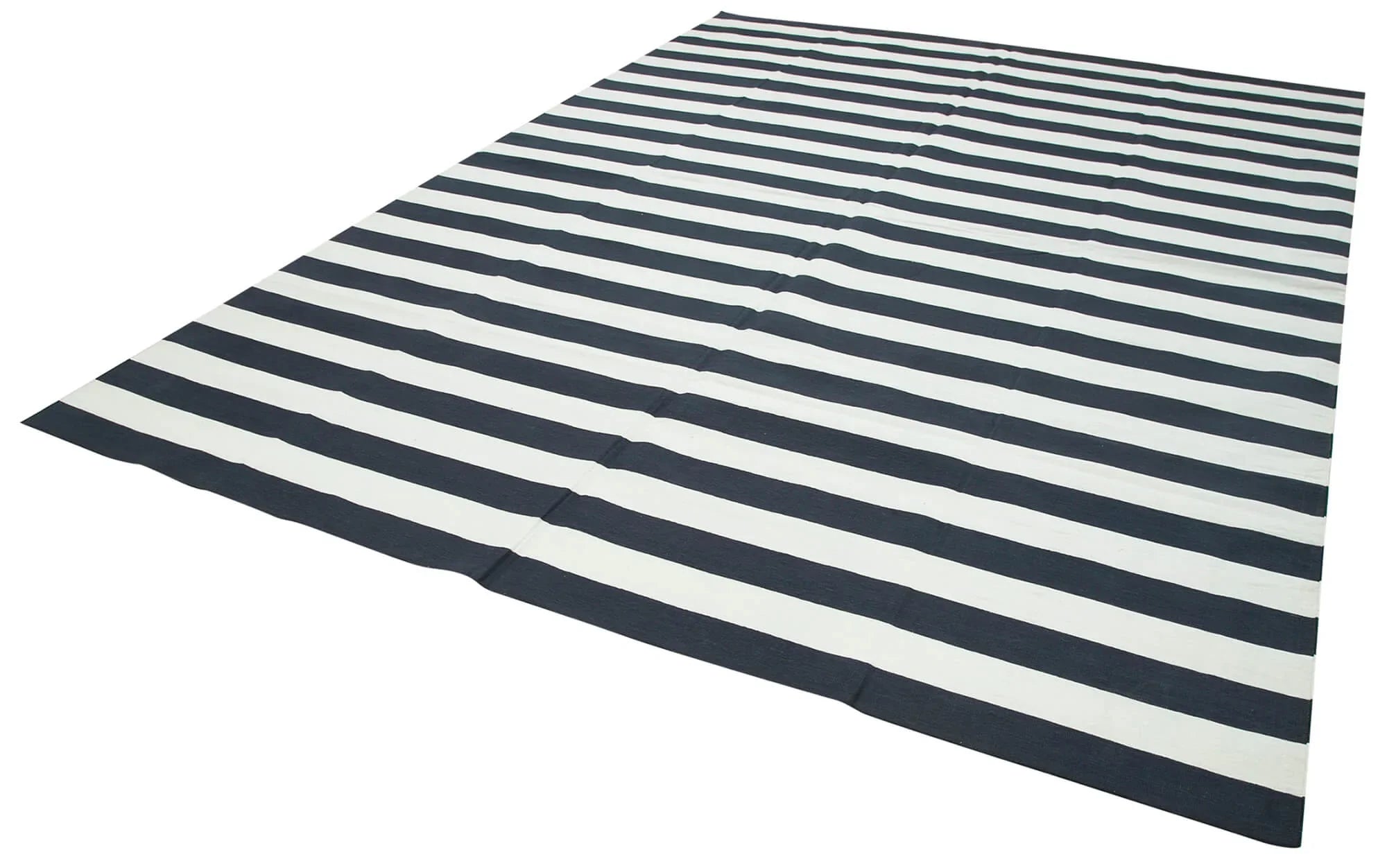Geometric Duri Siyah Geometrik Pamuk Yün El Dokuma Halısı 270x370 Agacan