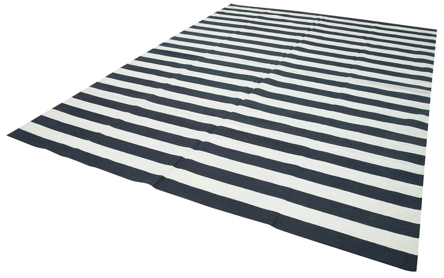 Geometric Duri Siyah Geometrik Pamuk Yün El Dokuma Halısı 270x370 Agacan