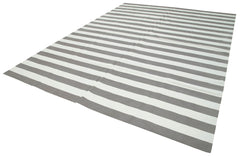 Geometric Duri Gri Geometrik Pamuk Yün El Dokuma Halısı 271x365 Agacan