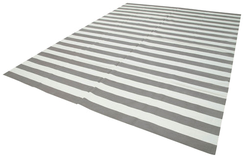 Geometric Duri Gri Geometrik Pamuk Yün El Dokuma Halısı 271x365 Agacan