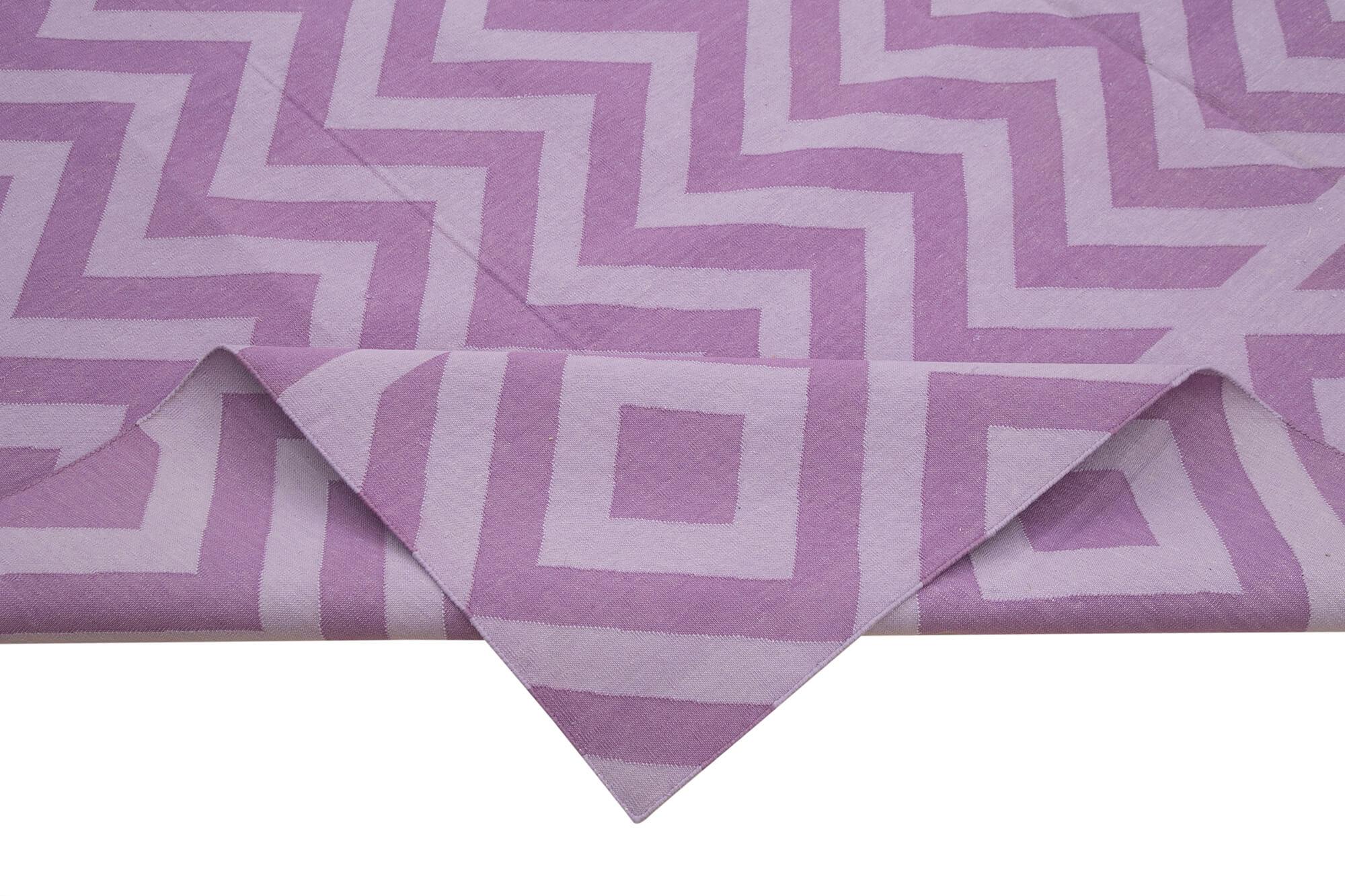 Geometric Duri Mor Geometrik Pamuk Yün El Dokuma Halısı 280x358 Agacan