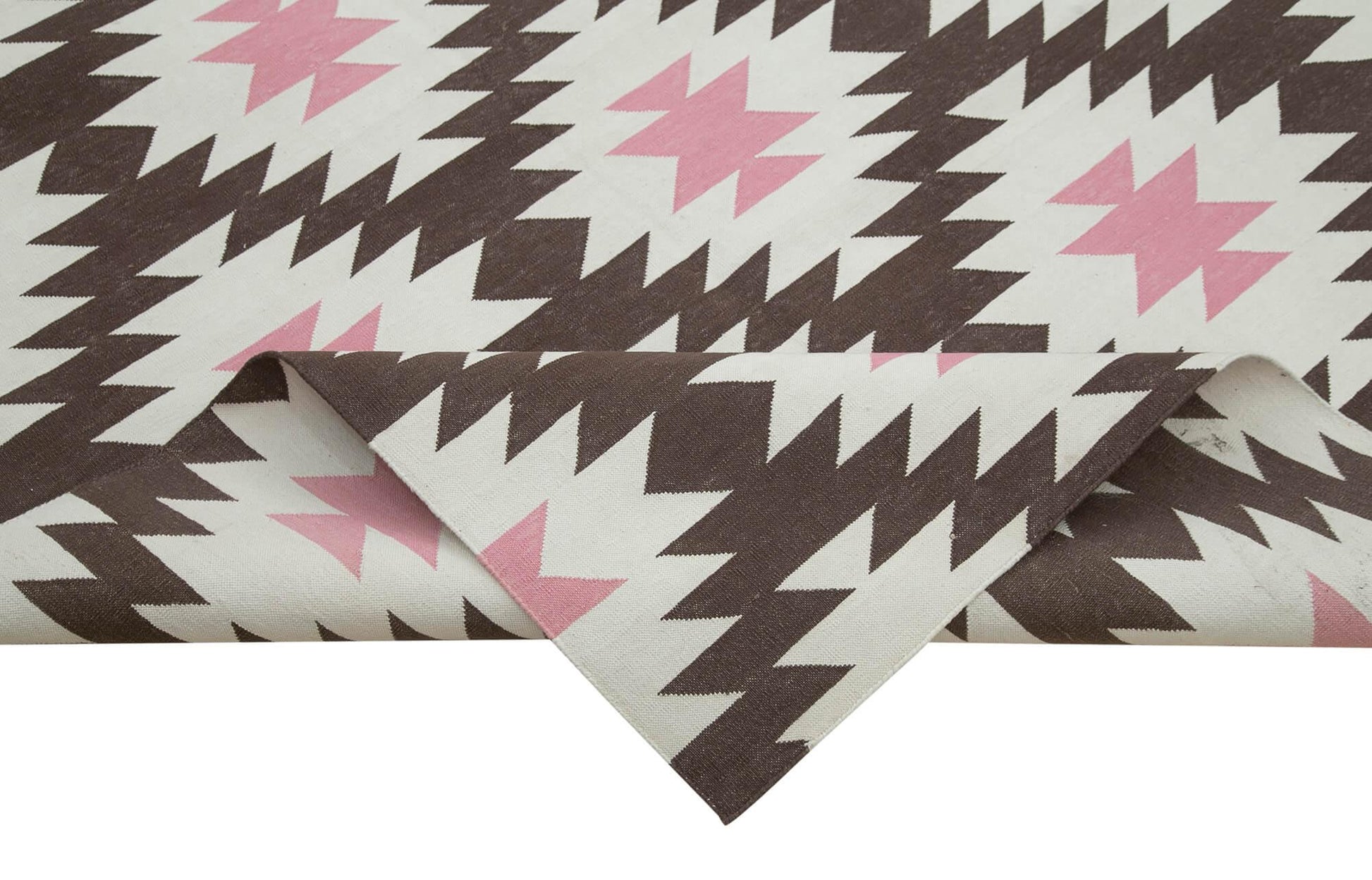 Geometric Duri Kahverengi Geometrik Pamuk Yün El Dokuma Halısı 278x365 Agacan