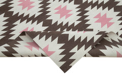 Geometric Duri Kahverengi Geometrik Pamuk Yün El Dokuma Halısı 278x365 Agacan