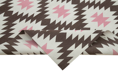 Geometric Duri Kahverengi Geometrik Pamuk Yün El Dokuma Halısı 278x365 Agacan