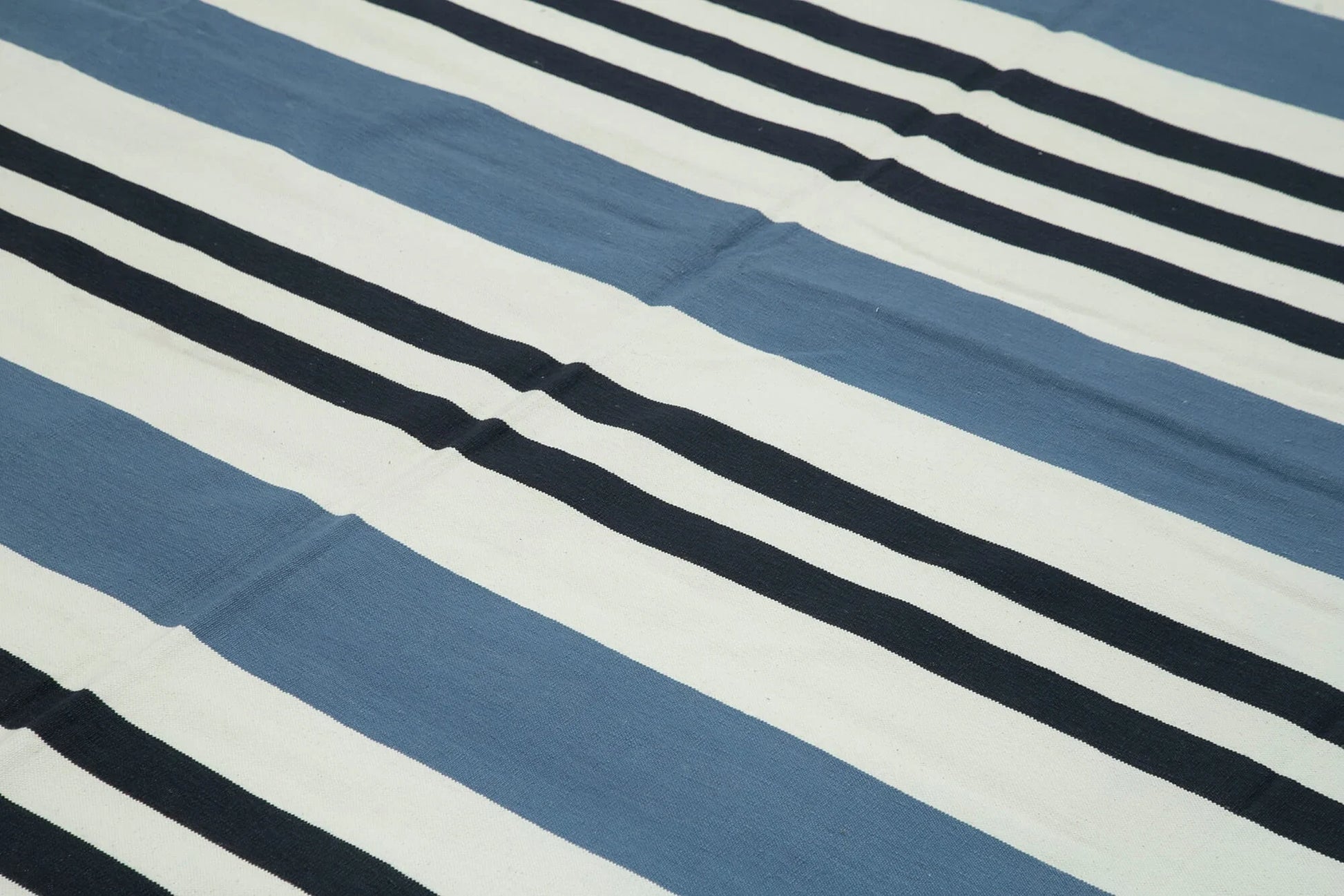 Geometric Duri Mavi Geometrik Pamuk Yün El Dokuma Halısı 272x365 Agacan