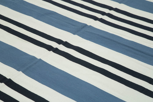 Geometric Duri Mavi Geometrik Pamuk Yün El Dokuma Halısı 272x365 Agacan