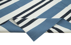 Geometric Duri Mavi Geometrik Pamuk Yün El Dokuma Halısı 272x365 Agacan