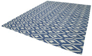 Geometric Duri Mavi Geometrik Pamuk Yün El Dokuma Halısı 282x364 Agacan