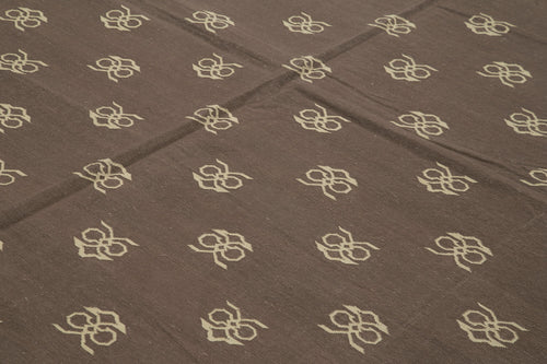 Geometric Duri Kahverengi Geometrik Pamuk Yün El Dokuma Halısı 270x360 Agacan