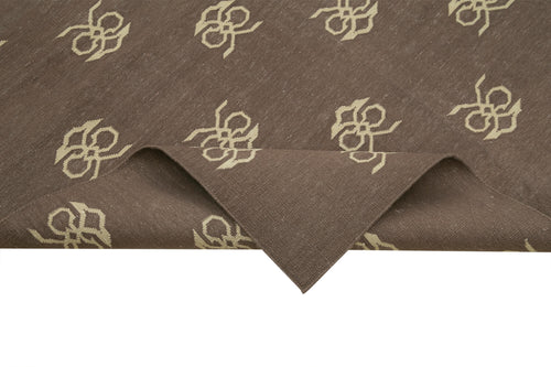 Geometric Duri Kahverengi Geometrik Pamuk Yün El Dokuma Halısı 270x360 Agacan