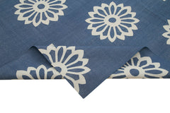 Geometric Duri Mavi Geometrik Pamuk Yün El Dokuma Halısı 277x364 Agacan