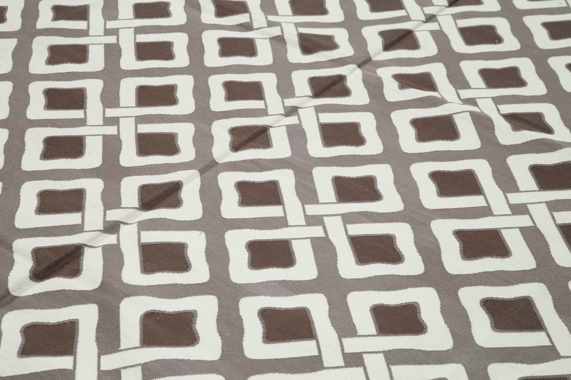 Geometric Duri Kahverengi Geometrik Pamuk Yün El Dokuma Halısı 275x366 Agacan