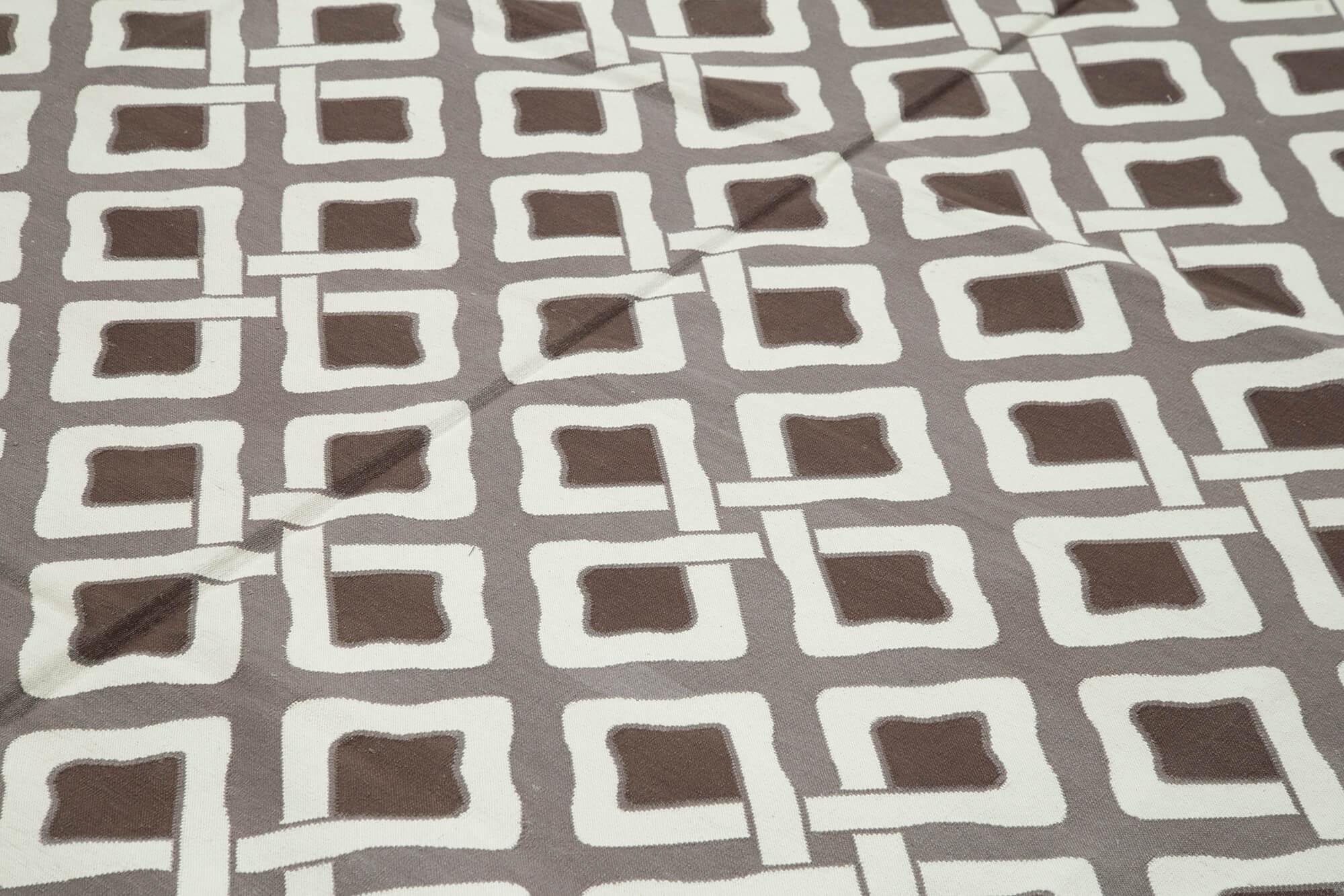 Geometric Duri Kahverengi Geometrik Pamuk Yün El Dokuma Halısı 275x366 Agacan