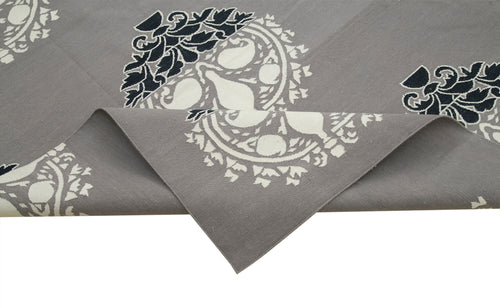 Geometric Duri Gri Geometrik Pamuk Yün El Dokuma Halısı 280x364 Agacan