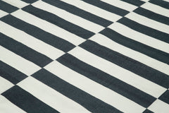 Geometric Duri Siyah Geometrik Pamuk Yün El Dokuma Halısı 278x361 Agacan