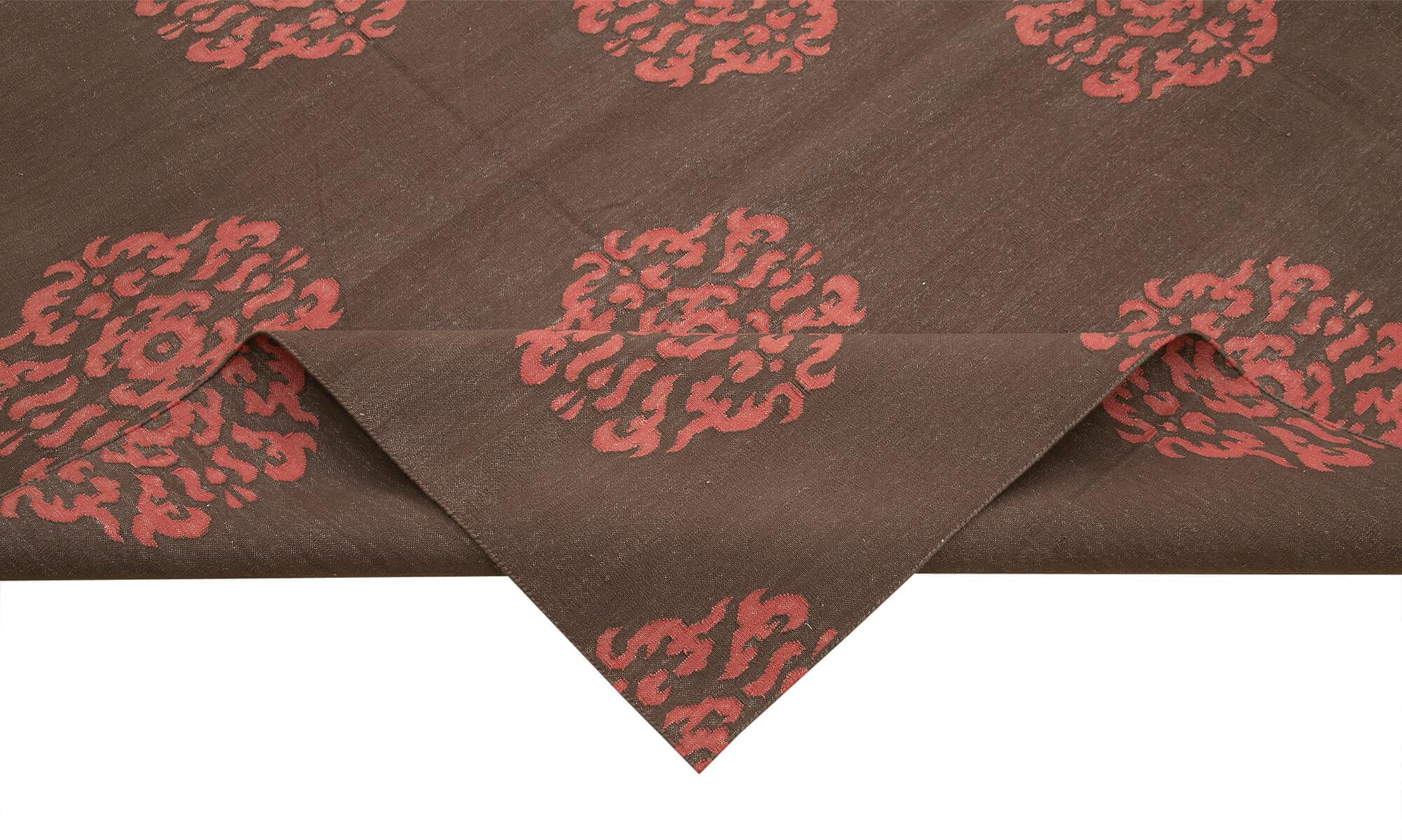 Geometric Duri Kahverengi Geometrik Pamuk Yün El Dokuma Halısı 285x364 Agacan