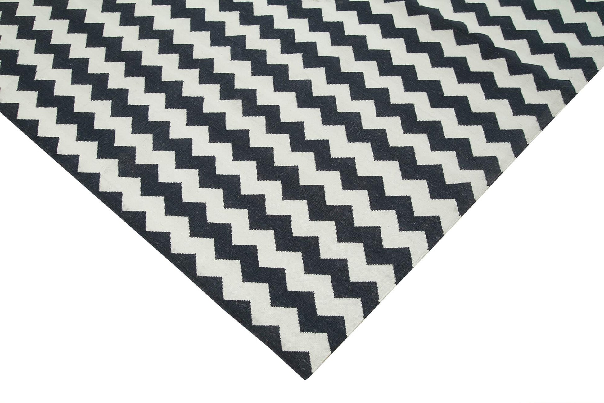 Geometric Duri Siyah Geometrik Pamuk Yün El Dokuma Halısı 306x423 Agacan