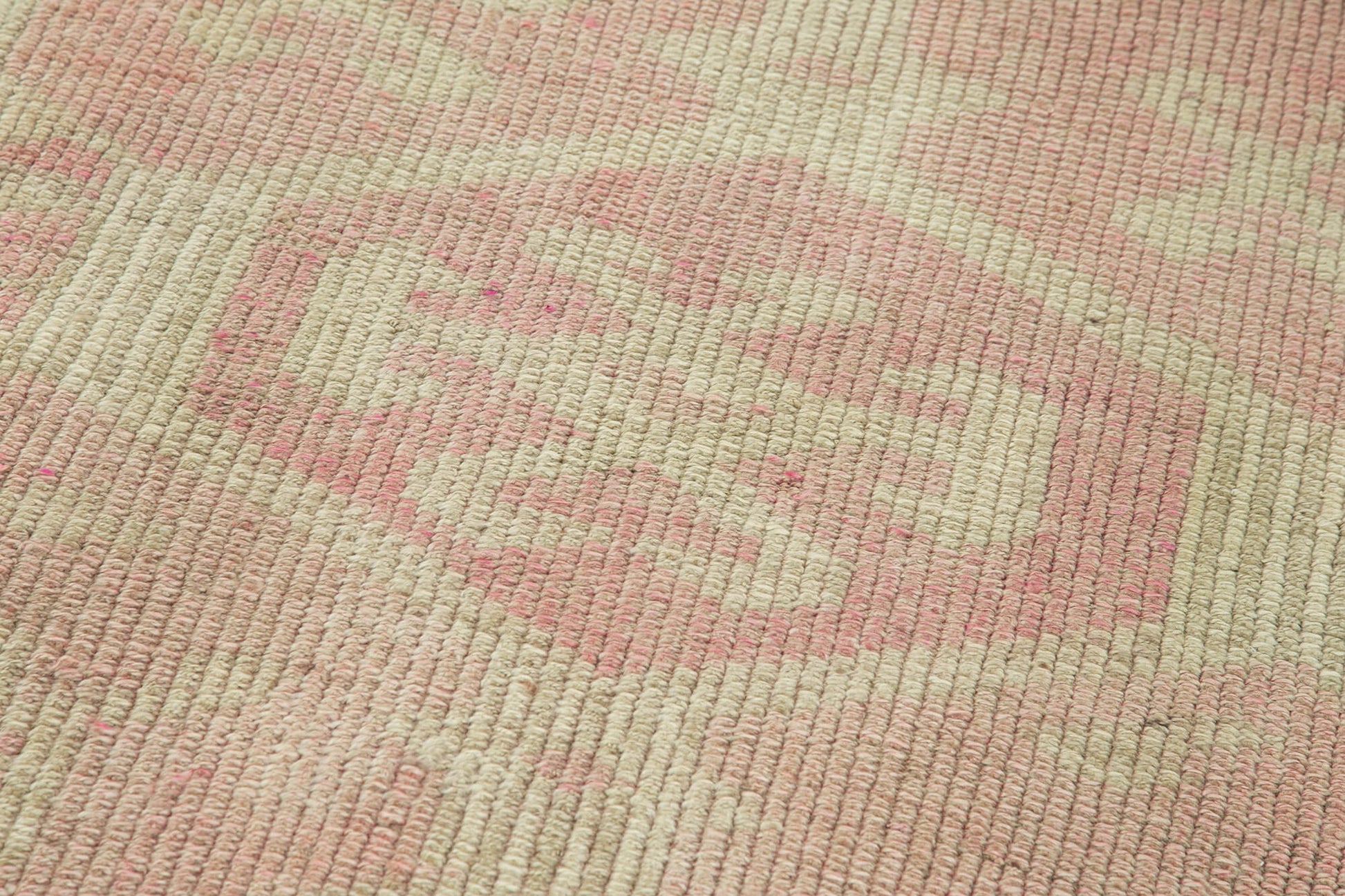 Vintage Herki Bej Eskitme Pamuk Yün El Dokuma Halısı 94x343 Agacan