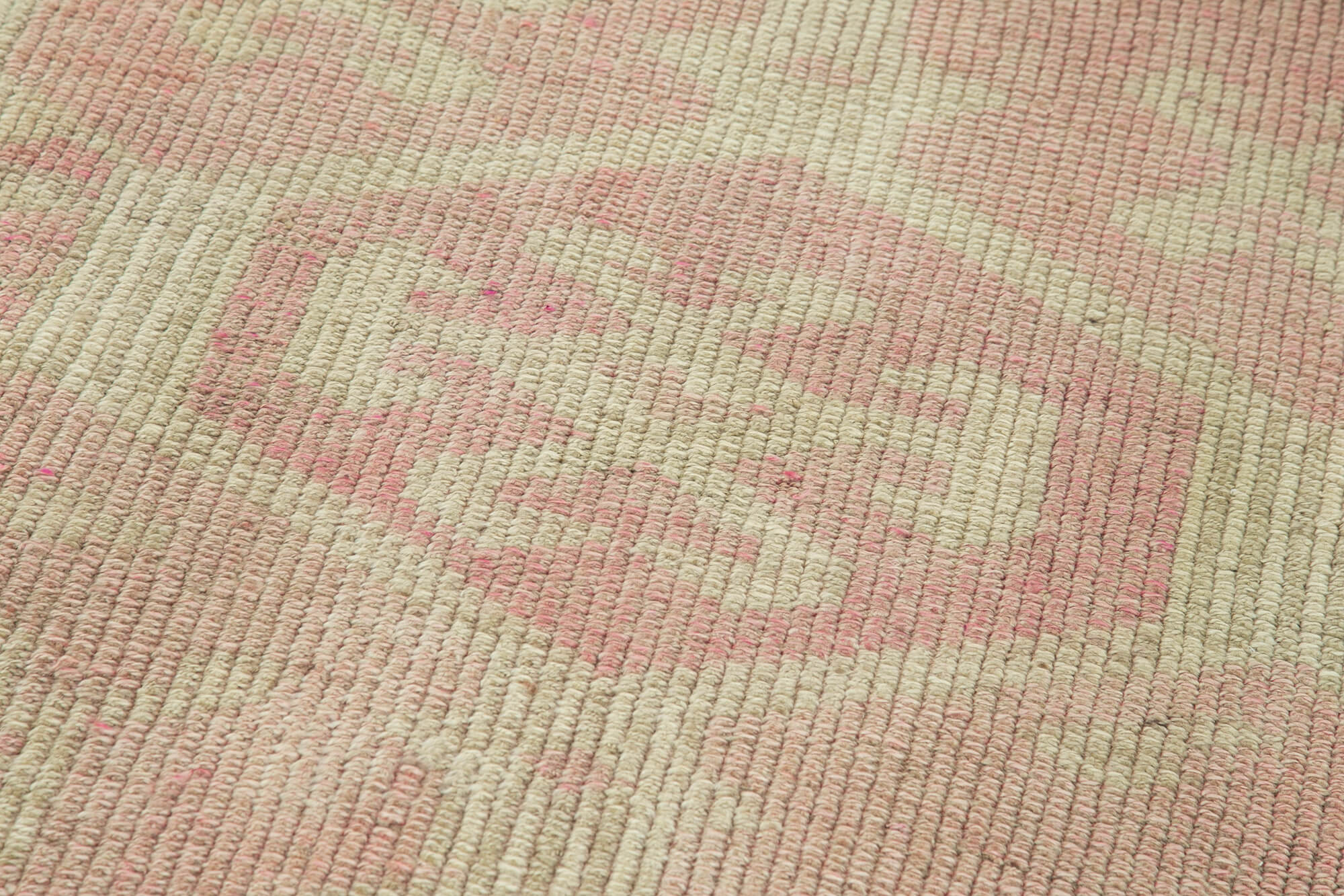 Vintage Herki Bej Eskitme Pamuk Yün El Dokuma Halısı 94x343 Agacan