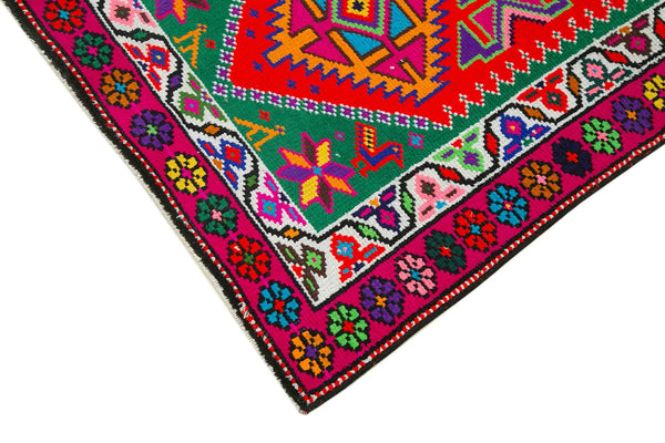 Vintage Herki Kırmızı Eskitme Pamuk Yün El Dokuma Halısı 82x370 Agacan