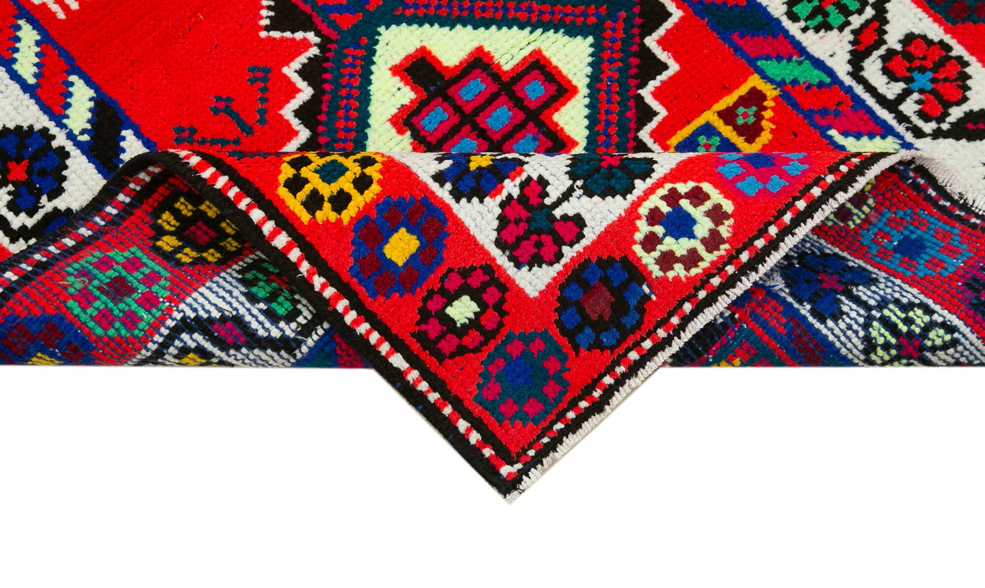 Vintage Herki Beyaz Eskitme Pamuk Yün El Dokuma Halısı 83x385 Agacan