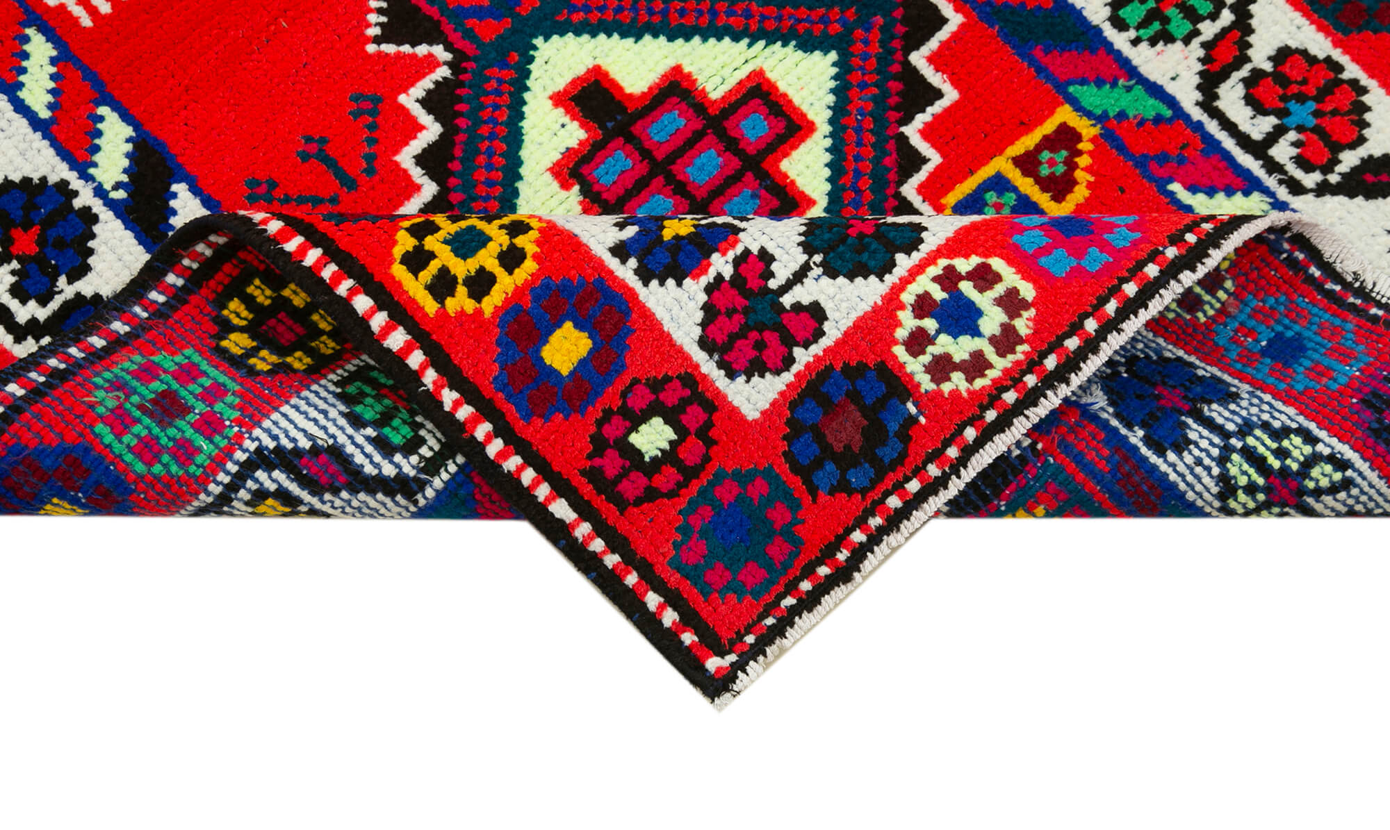 Vintage Herki Beyaz Eskitme Pamuk Yün El Dokuma Halısı 83x385 Agacan