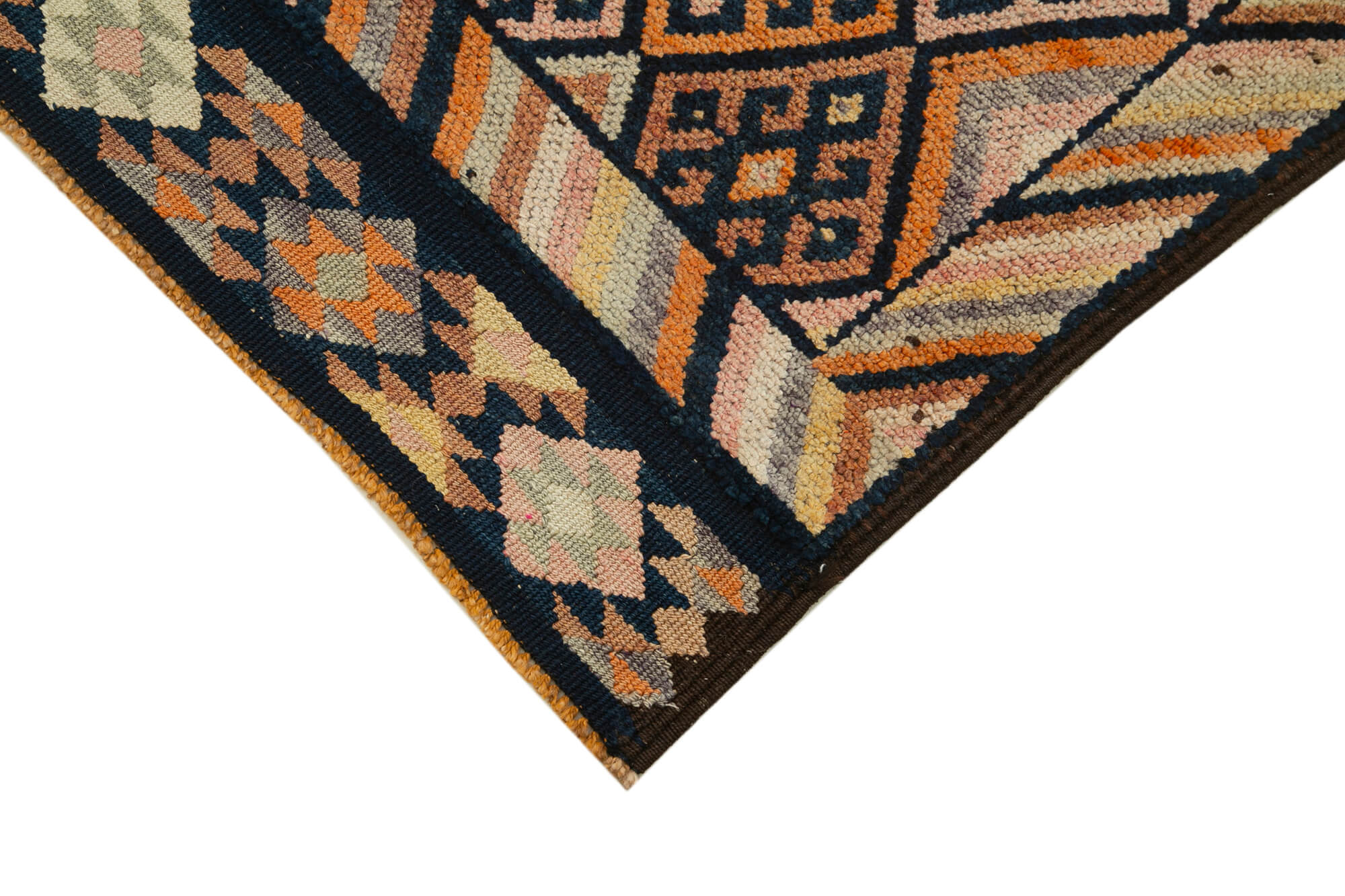 Vintage Herki Beyaz Eskitme Pamuk Yün El Dokuma Halısı 90x305 Agacan