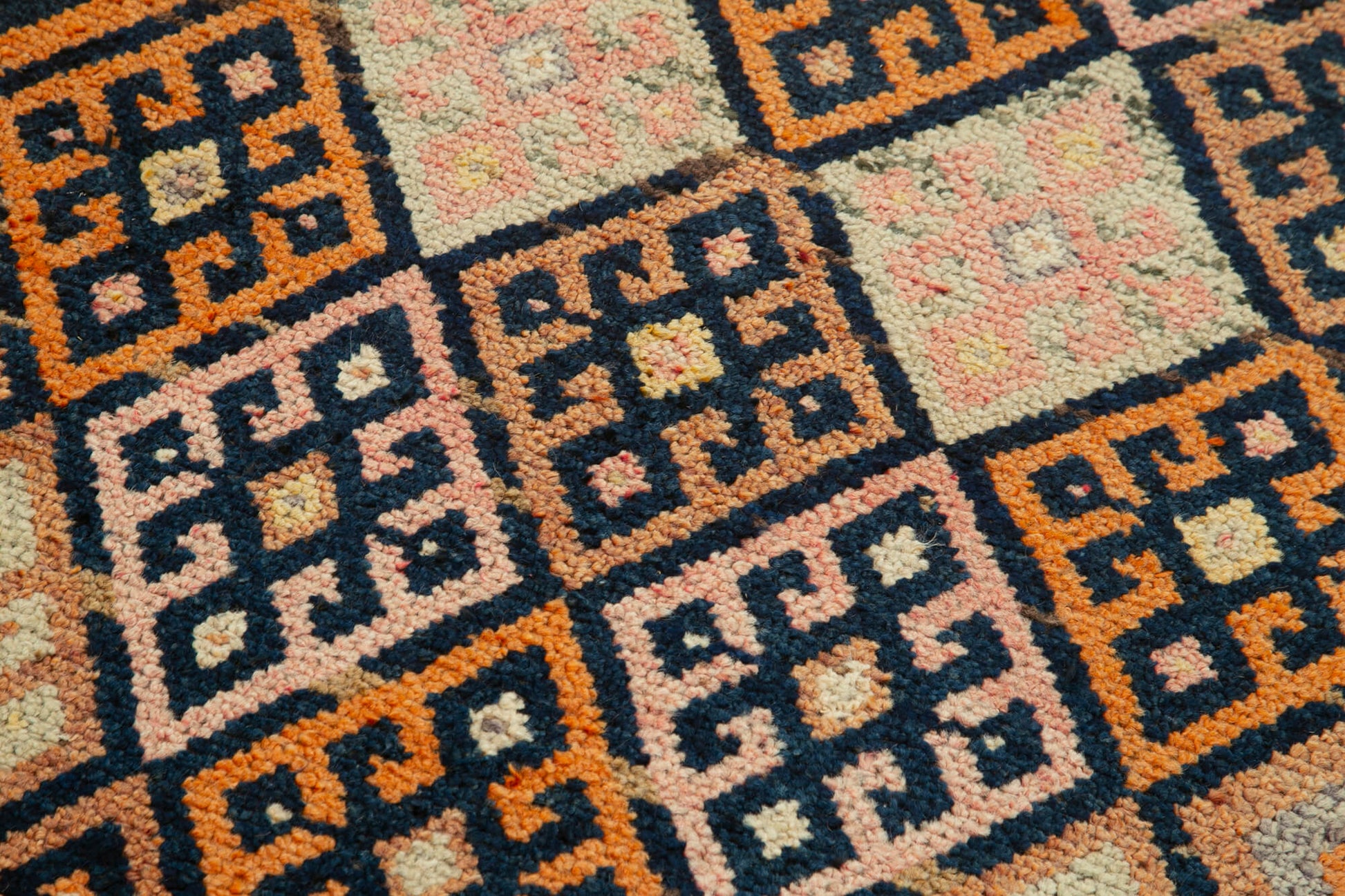 Vintage Herki Beyaz Eskitme Pamuk Yün El Dokuma Halısı 90x305 Agacan