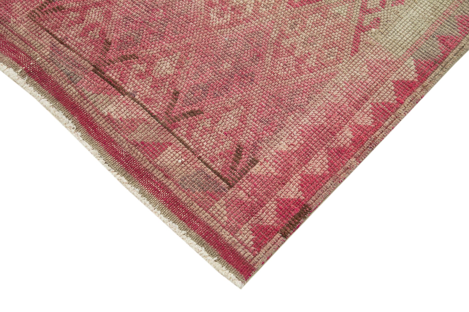 Vintage Herki Bej Eskitme Pamuk Yün El Dokuma Halısı 86x348 Agacan