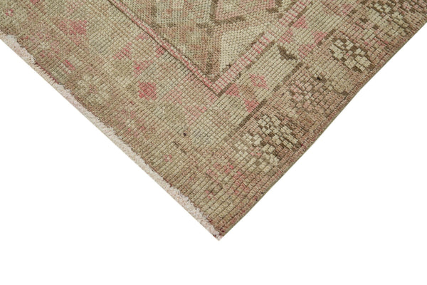 Vintage Herki Bej Eskitme Pamuk Yün El Dokuma Halısı 82x340 Agacan