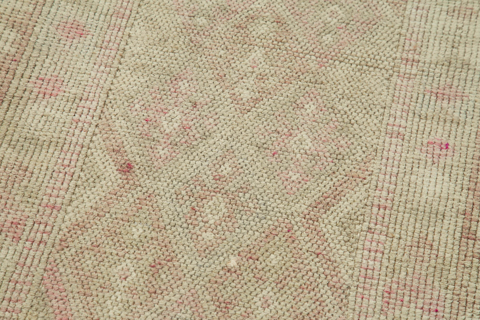 Vintage Herki Bej Eskitme Pamuk Yün El Dokuma Halısı 82x340 Agacan