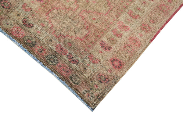Vintage Herki Bej Eskitme Pamuk Yün El Dokuma Halısı 77x331 Agacan