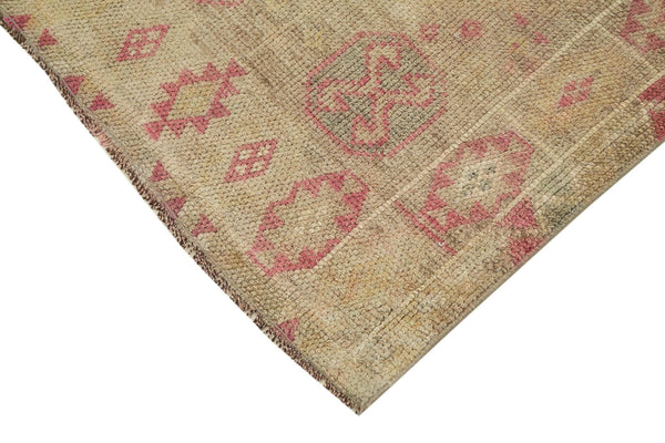 Vintage Herki Bej Eskitme Pamuk Yün El Dokuma Halısı 89x314 Agacan