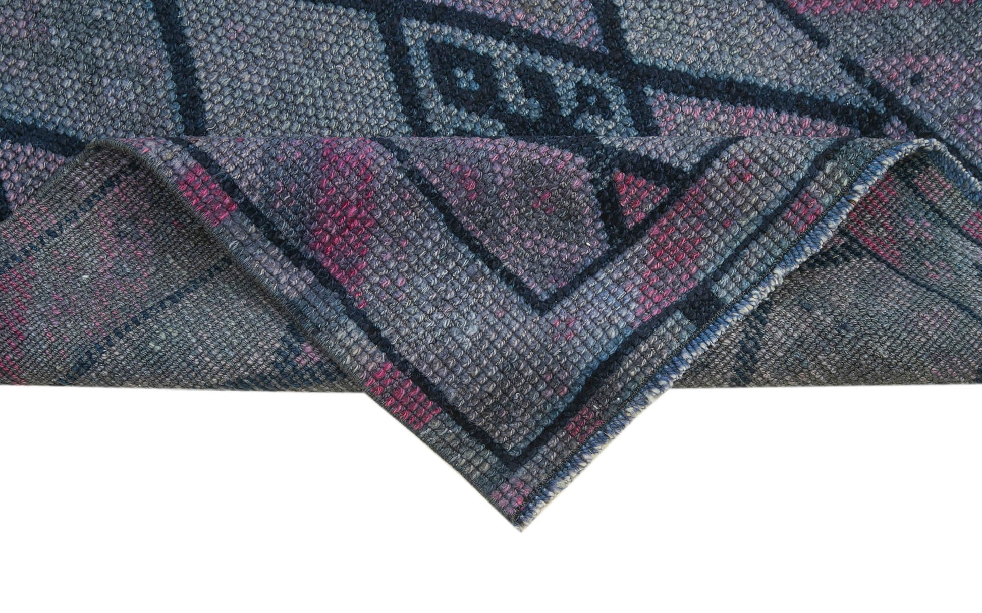 Vintage Herki Mor Eskitme Pamuk Yün El Dokuma Halısı 85x368 Agacan