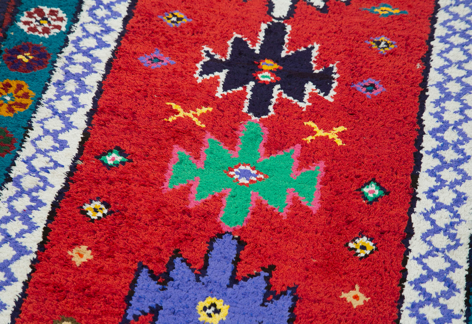 Vintage Herki Kırmızı Eskitme Pamuk Yün El Dokuma Halısı 88x371 Agacan