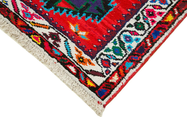 Vintage Herki Kırmızı Eskitme Pamuk Yün El Dokuma Halısı 84x382 Agacan