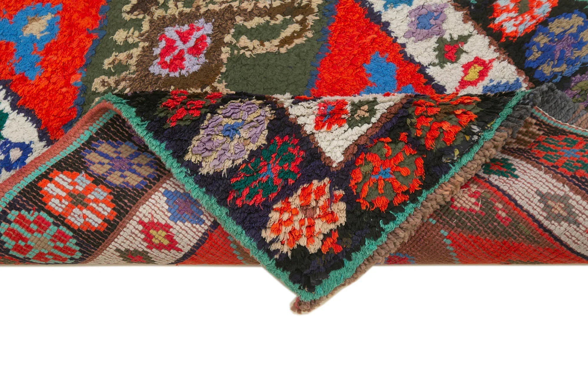 Vintage Herki Kırmızı Eskitme Pamuk Yün El Dokuma Halısı 80x396 Agacan