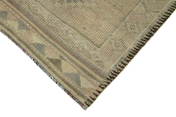 Vintage Herki Bej Eskitme Pamuk Yün El Dokuma Halısı 86x354 Agacan