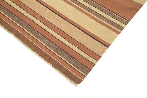 Geometric Duri Kahverengi Geometrik Pamuk Yün El Dokuma Halısı 270x367 Agacan