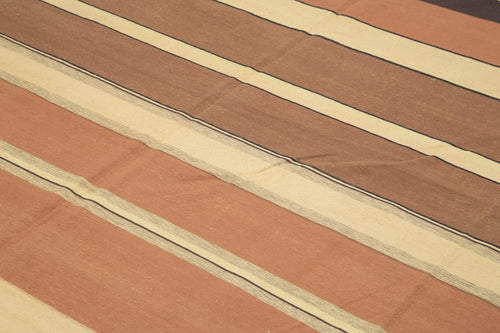 Geometric Duri Kahverengi Geometrik Pamuk Yün El Dokuma Halısı 270x367 Agacan