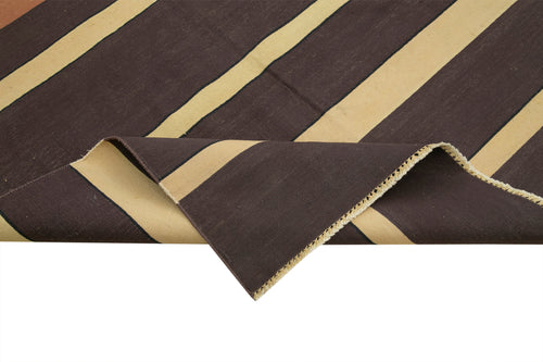 Geometric Duri Kahverengi Geometrik Pamuk Yün El Dokuma Halısı 270x367 Agacan