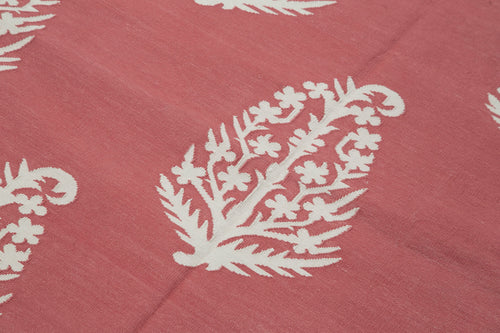 Geometric Duri Kırmızı Geometrik Pamuk Yün El Dokuma Halısı 110x167 Agacan