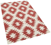 Geometric Duri Kırmızı Geometrik Pamuk Yün El Dokuma Halısı 107x166 Agacan
