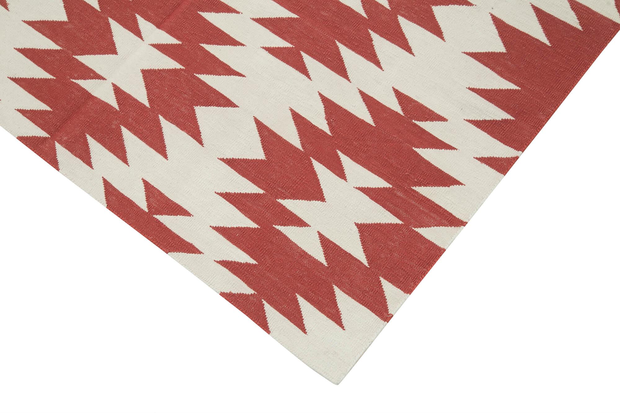 Geometric Duri Kırmızı Geometrik Pamuk Yün El Dokuma Halısı 107x166 Agacan