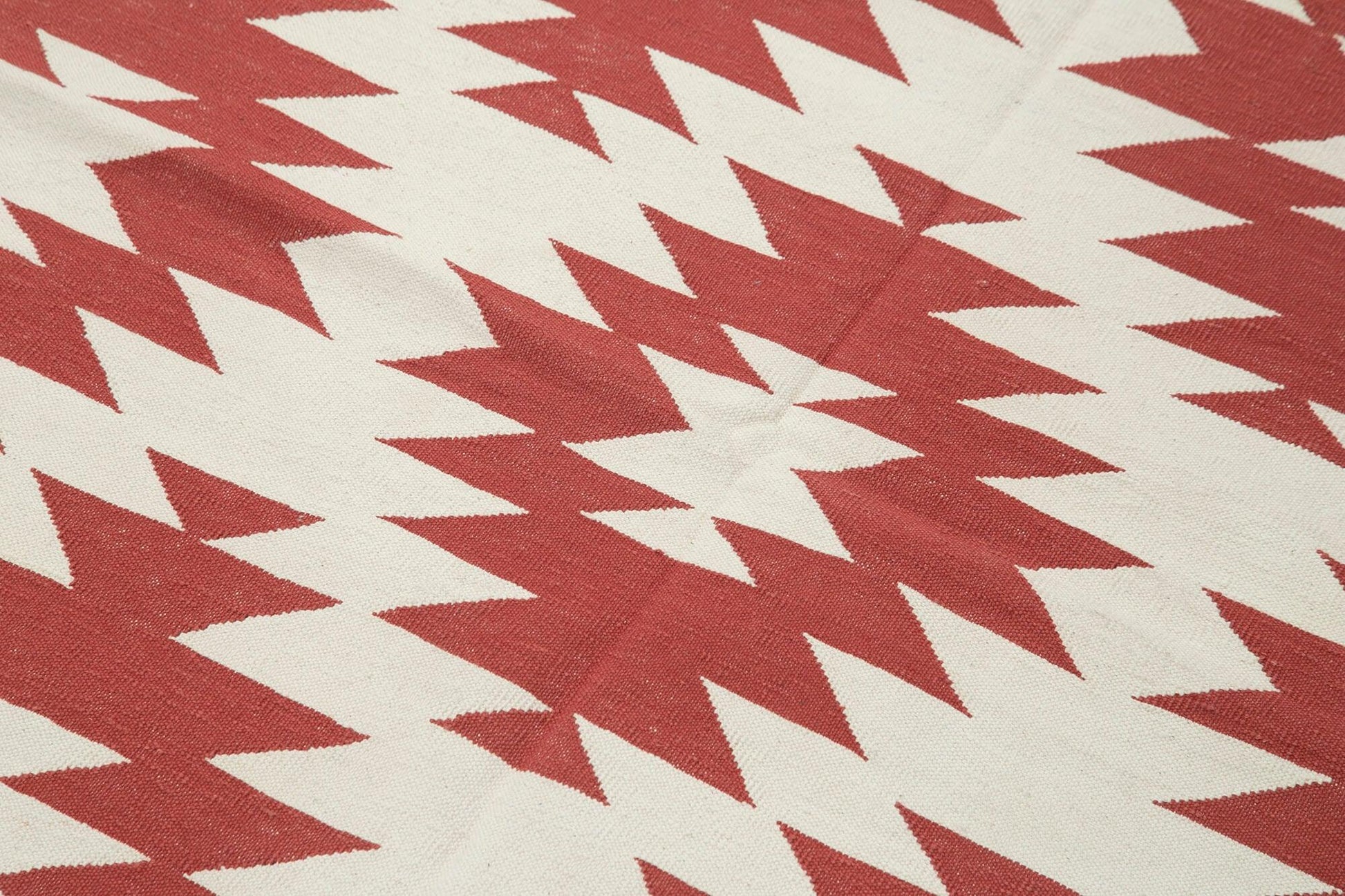 Geometric Duri Kırmızı Geometrik Pamuk Yün El Dokuma Halısı 107x166 Agacan