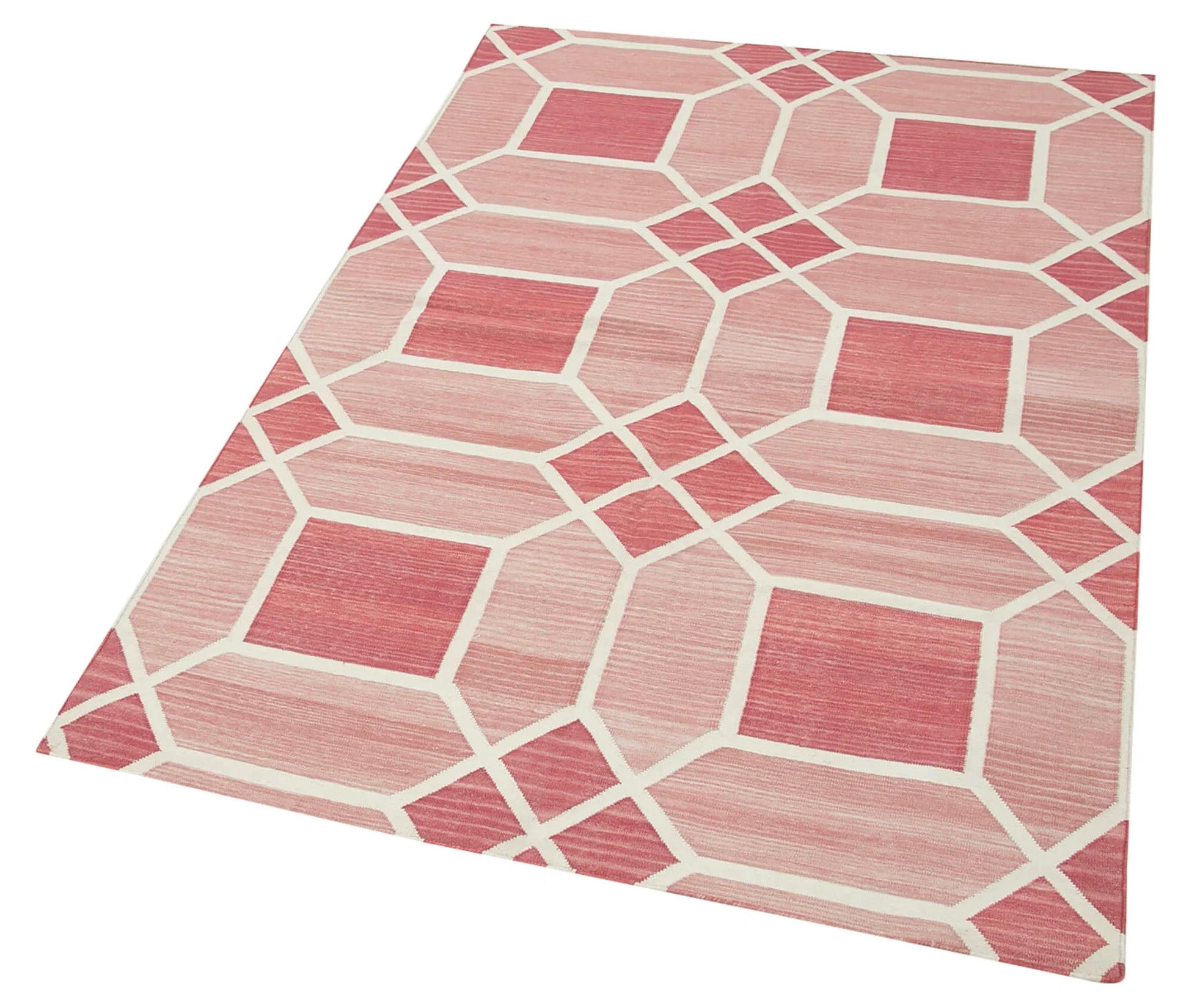 Geometric Duri Kırmızı Geometrik Pamuk Yün El Dokuma Halısı 108x164 Agacan