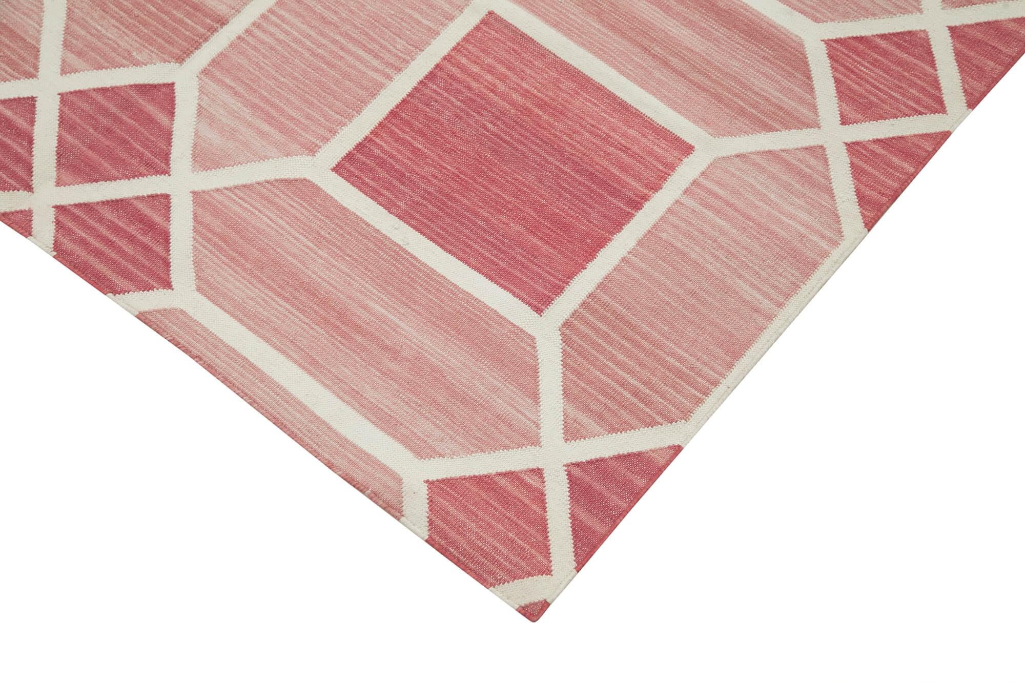Geometric Duri Kırmızı Geometrik Pamuk Yün El Dokuma Halısı 108x164 Agacan