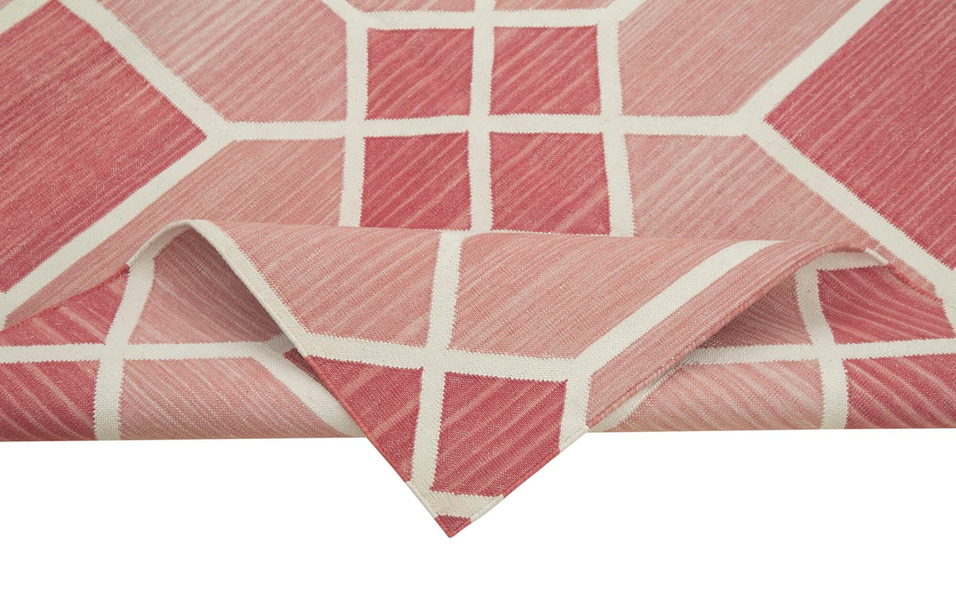 Geometric Duri Kırmızı Geometrik Pamuk Yün El Dokuma Halısı 108x164 Agacan