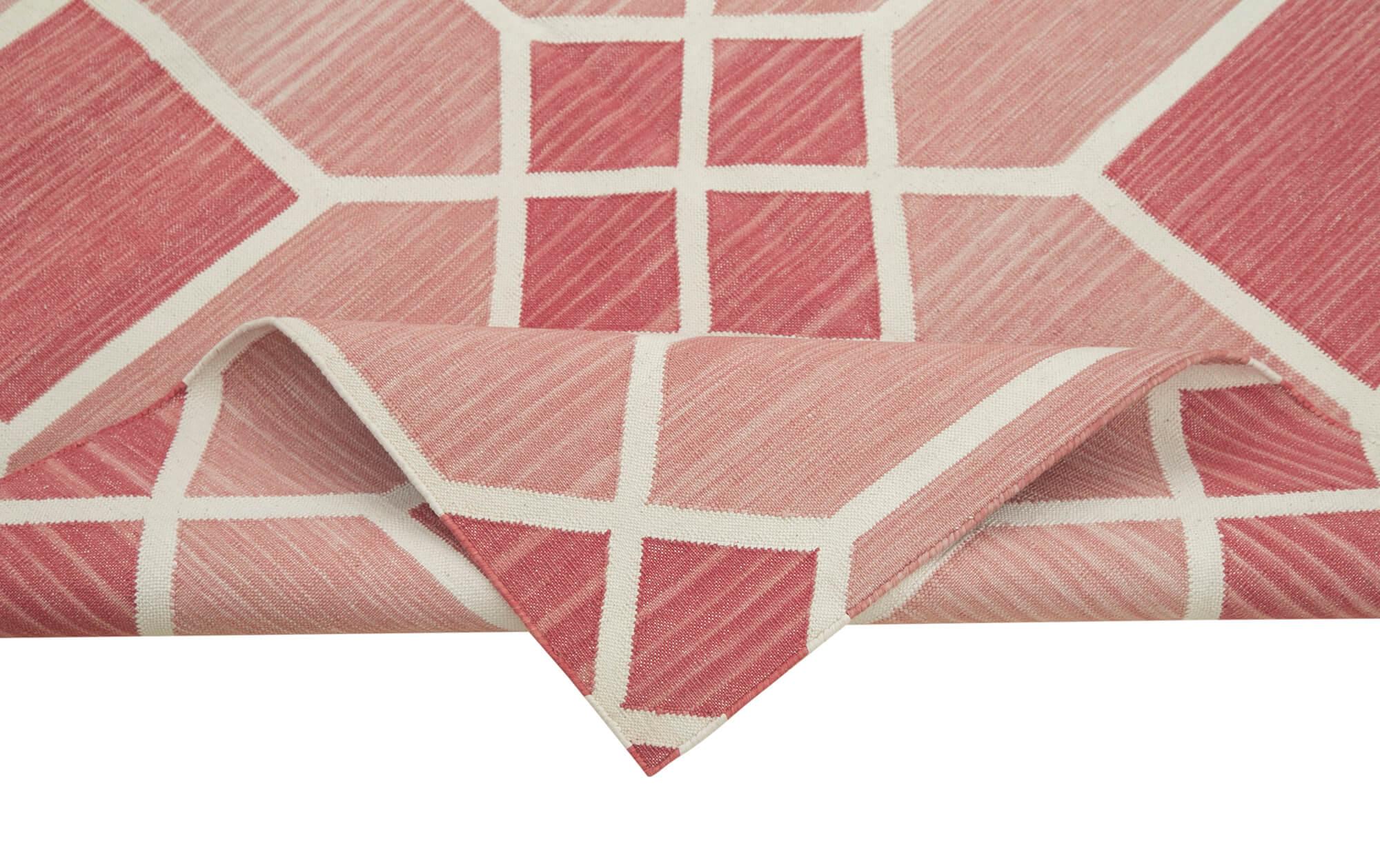 Geometric Duri Kırmızı Geometrik Pamuk Yün El Dokuma Halısı 108x164 Agacan