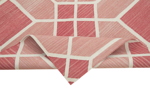 Geometric Duri Kırmızı Geometrik Pamuk Yün El Dokuma Halısı 108x164 Agacan